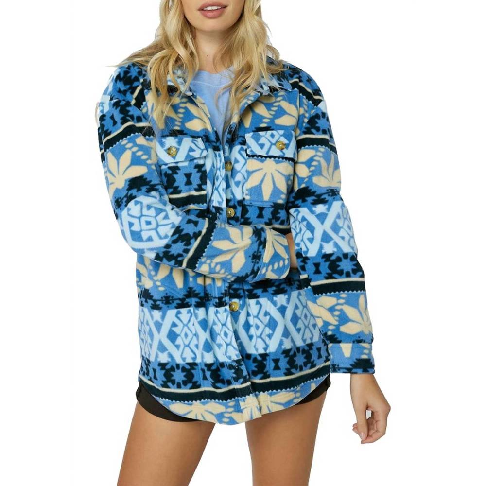 NEW O'NEILL collins superfleece shirt jacket in classic blue